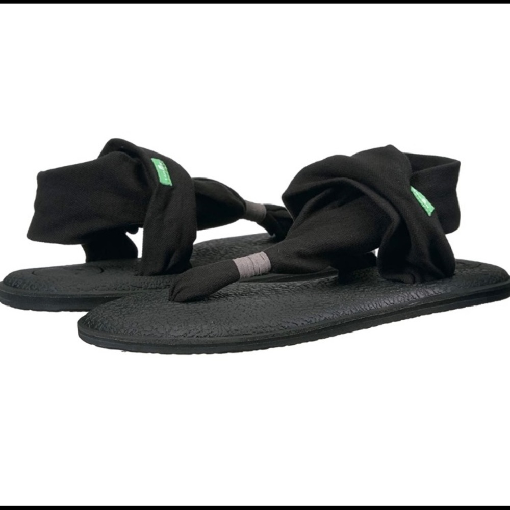 SANUK Yoga Mat Sling Sandals, Black, Size 7 - Picture 1 of 11